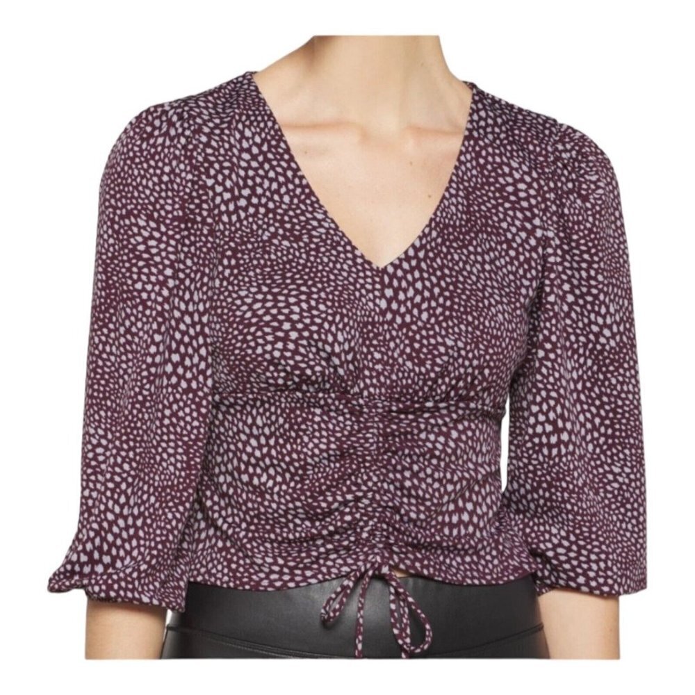 The General Good Juniper Long Sleeve Collection Crop Gathered Tie Front Size XXL